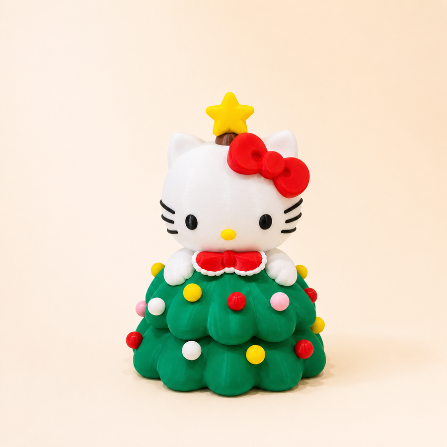 3D Printed Christmas Cat Tree Decoration – DIY Assemble Holiday Tabletop Ornament