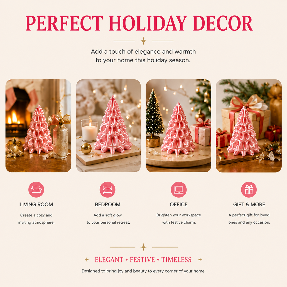 3D Printed Christmas Tree Decor, Silk PLA Holiday Decoration, Small Christmas Tree, Unique 3D Printed Gift, Elunrio 3D