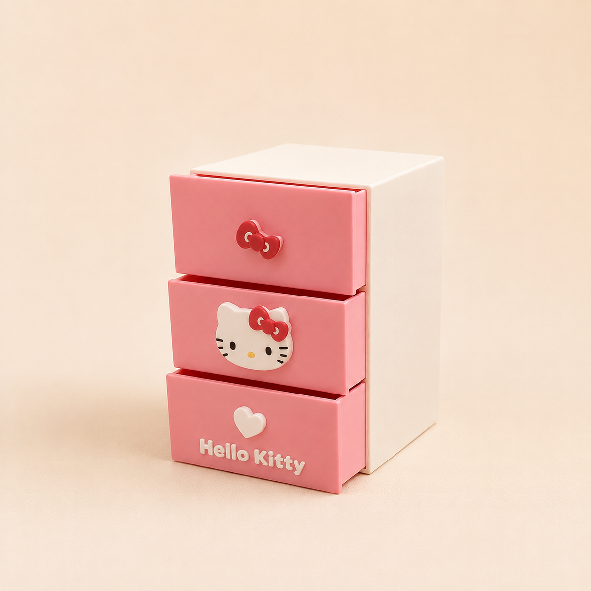 Cute 3-drawer mini organizer for jewelry, cosmetics, stationery and small accessories. A charming 3D printed kawaii storage box for desks, vanities and room decor.