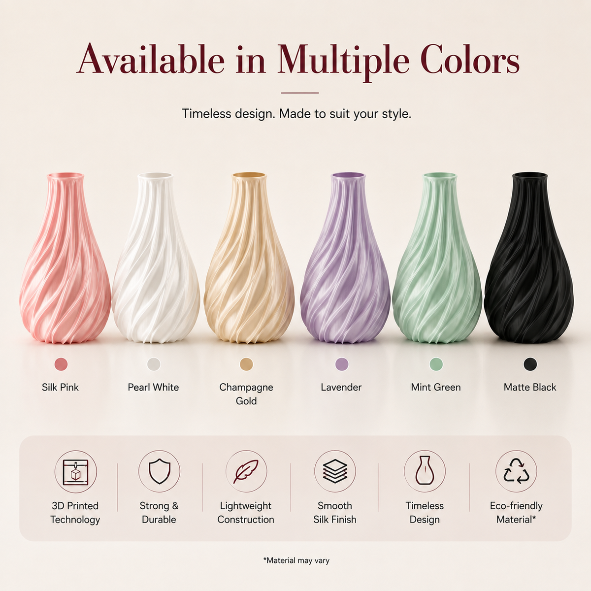 TwistFlow Vase – Sculptural 3D Printed Vase for Modern Home Decor