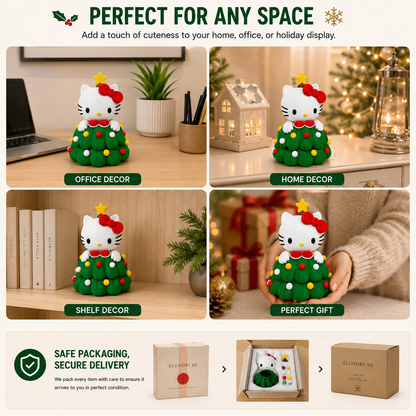 3D Printed Christmas Cat Tree Decoration – DIY Assemble Holiday Tabletop Ornament