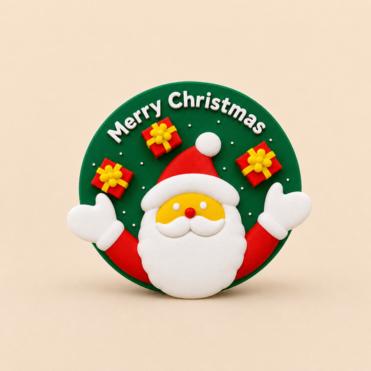 Christmas Santa Plaque 3D Printed Fridge Magnet – Festive Holiday Door & Refrigerator Decor